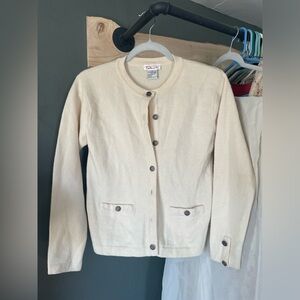 Cream Button-Up Wool Cardigan